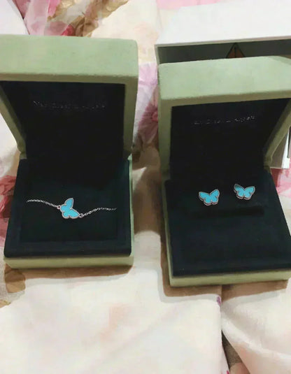 [Leaves]BUTTERFLY TURQUOISE EARRINGS SILVER