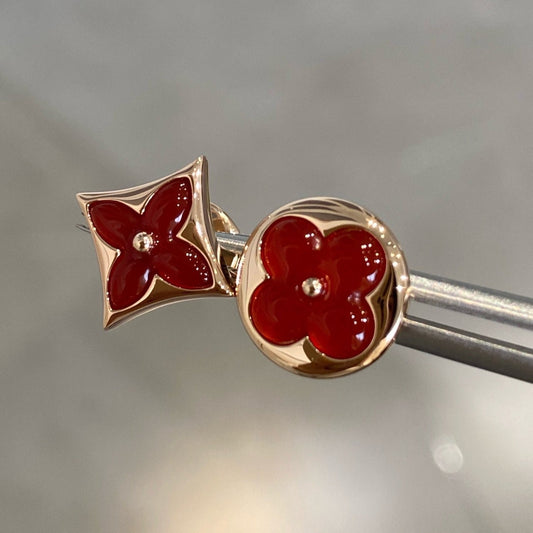 [Leaves]STAR AND SUN ROSE GOLD CARNELIAN STUD EARRINGS