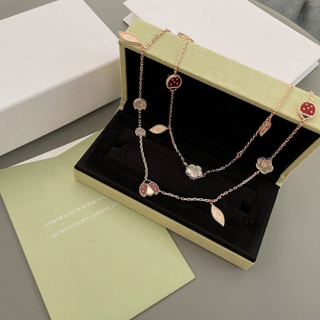 [Leaves]LUCKY SPRING 15 MOTIFS ROSE GOLD NECKLACE