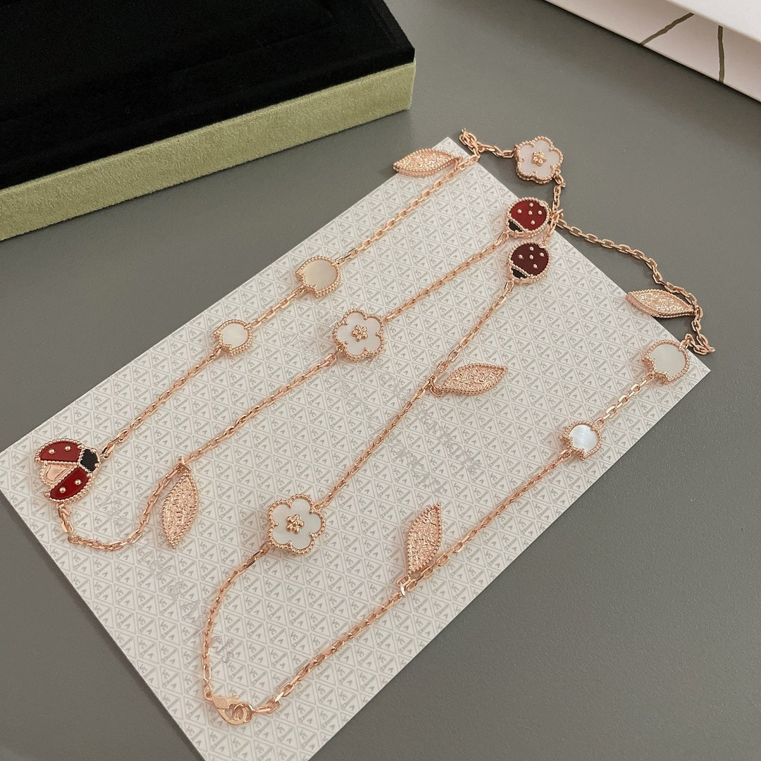 [Leaves]LUCKY SPRING 15 MOTIFS ROSE GOLD NECKLACE