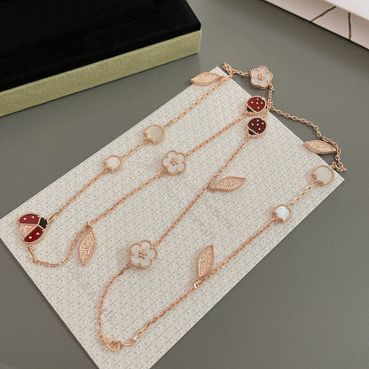 [Leaves]LUCKY SPRING 15 MOTIFS ROSE GOLD NECKLACE