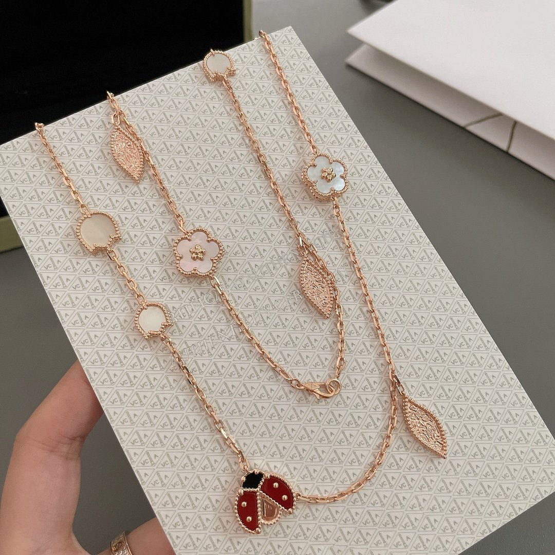 [Leaves]LUCKY SPRING 15 MOTIFS ROSE GOLD NECKLACE