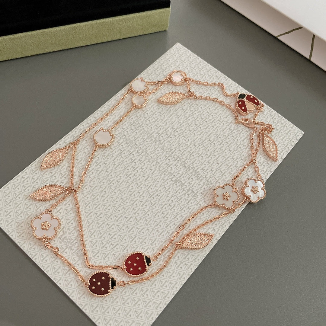 [Leaves]LUCKY SPRING 15 MOTIFS ROSE GOLD NECKLACE