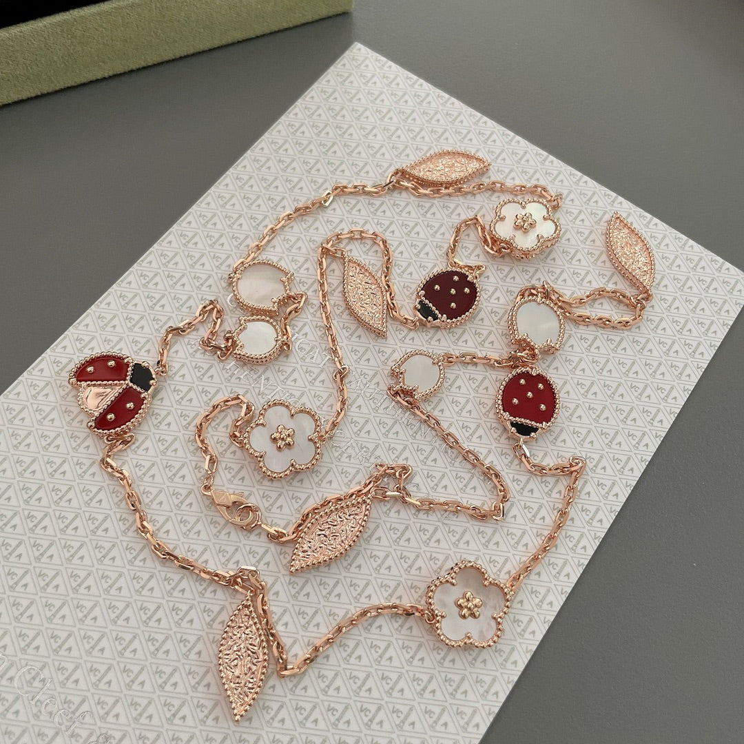 [Leaves]LUCKY SPRING 15 MOTIFS ROSE GOLD NECKLACE