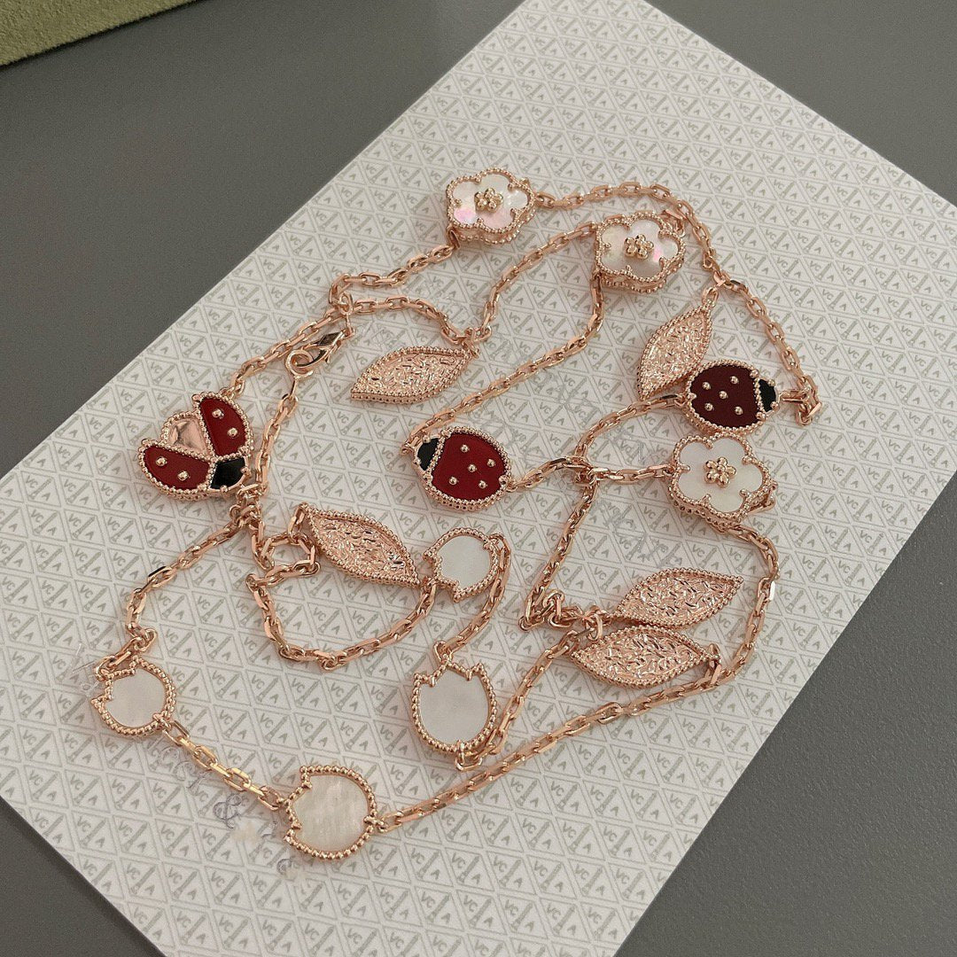 [Leaves]LUCKY SPRING 15 MOTIFS ROSE GOLD NECKLACE