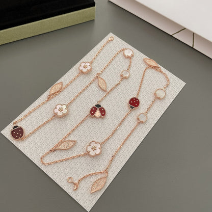 [Leaves]LUCKY SPRING 15 MOTIFS ROSE GOLD NECKLACE