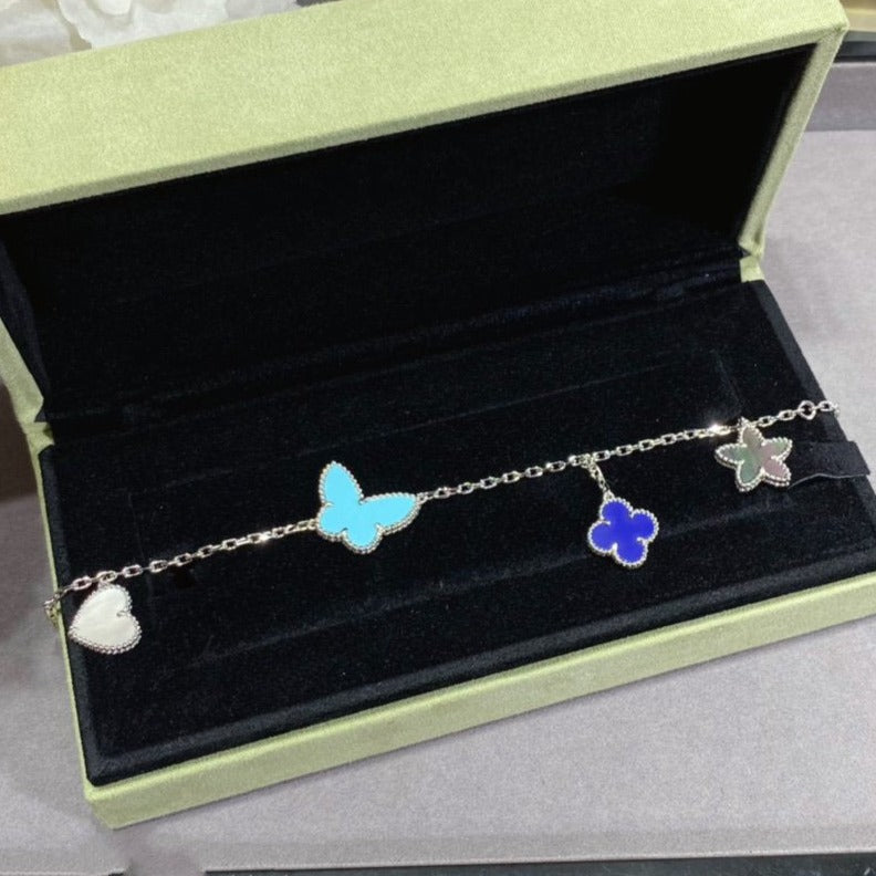 [Leaves]LUCKY SPRING SILVER BRACELET 4 MOTIF