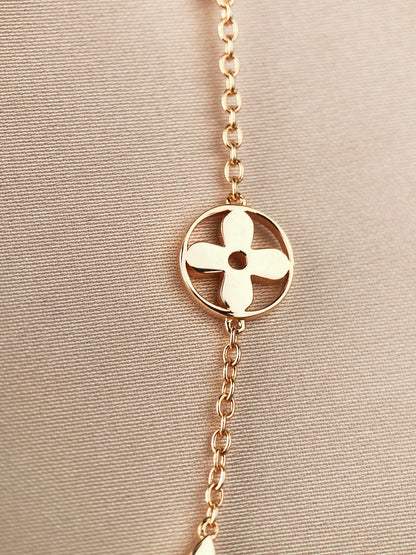 [Leaves]STAR AND SUN 7 MOTIFS GOLD BRACELET