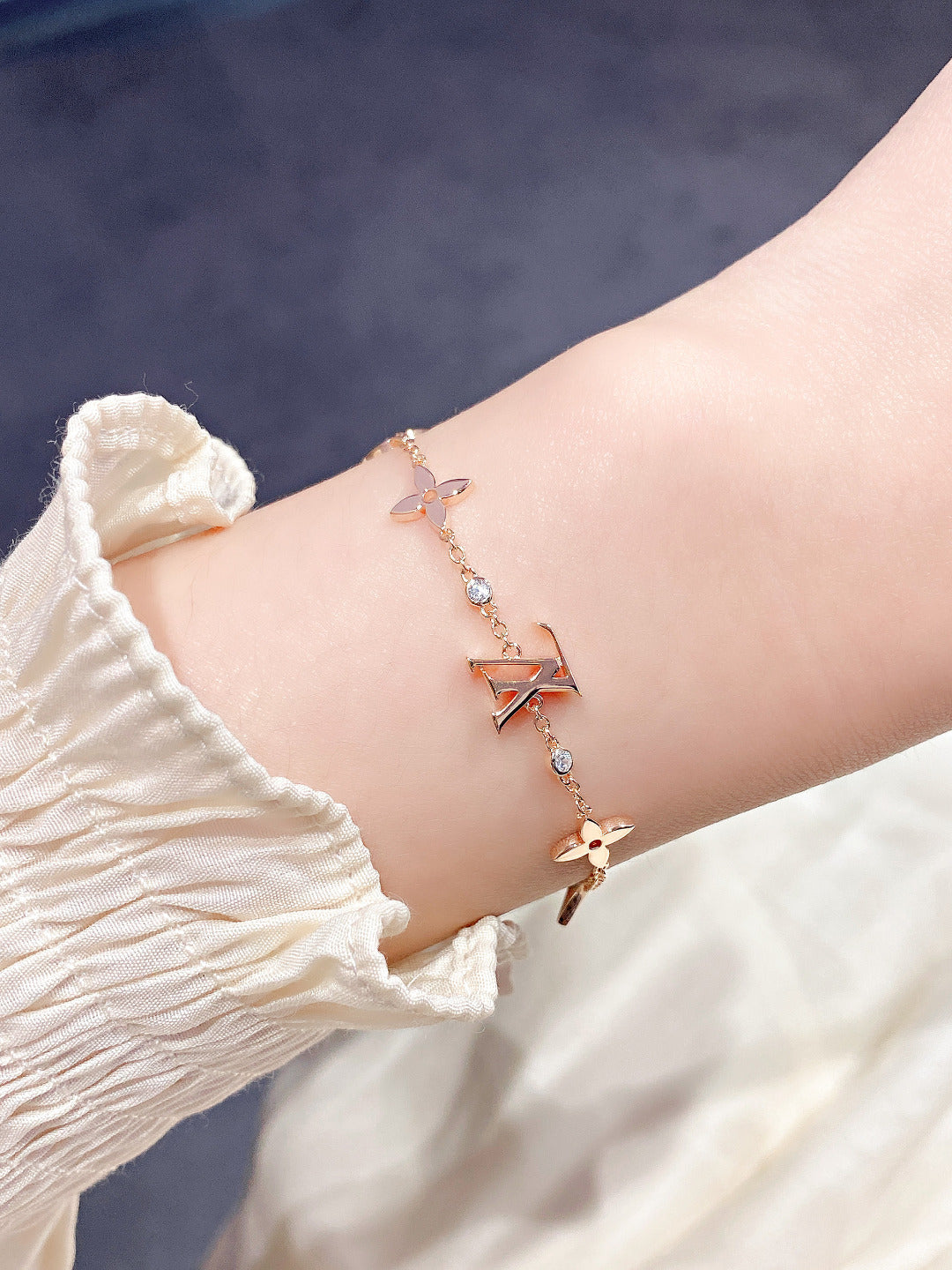[Leaves]STAR AND SUN 7 MOTIFS GOLD BRACELET