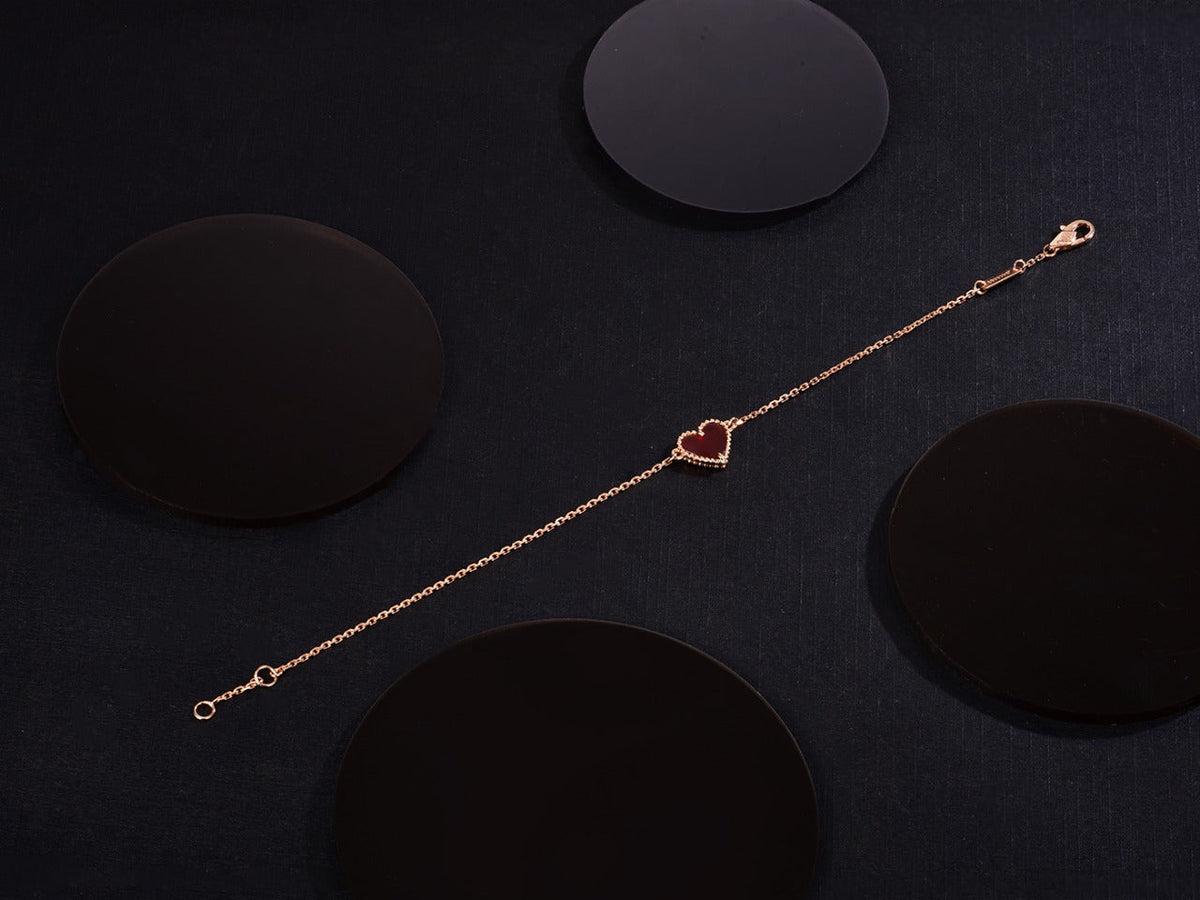 [Leaves]HEART CARNELIAN PINK GOLD BRACELET