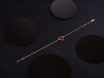[Leaves]HEART CARNELIAN PINK GOLD BRACELET