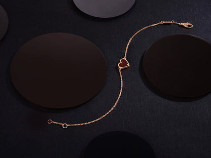 [Leaves]HEART CARNELIAN PINK GOLD BRACELET