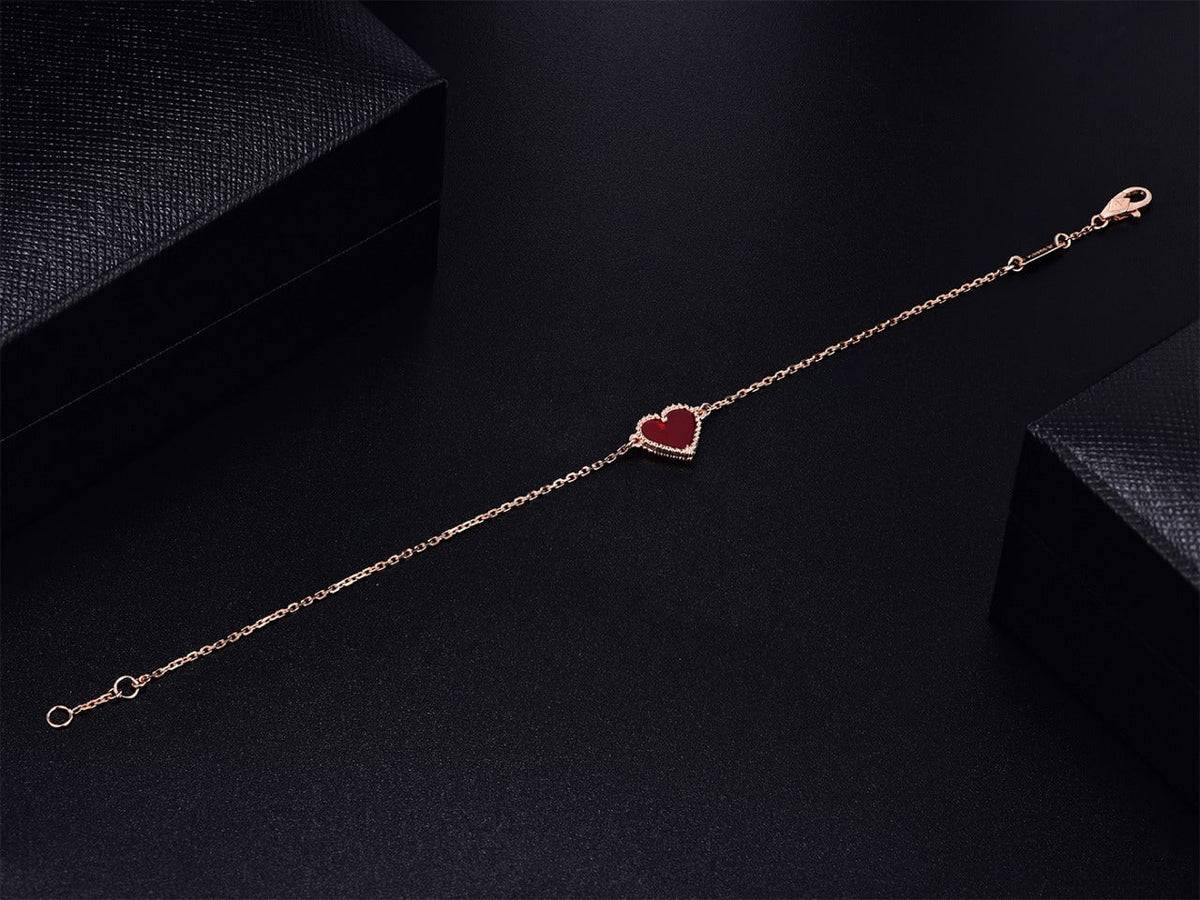 [Leaves]HEART CARNELIAN PINK GOLD BRACELET