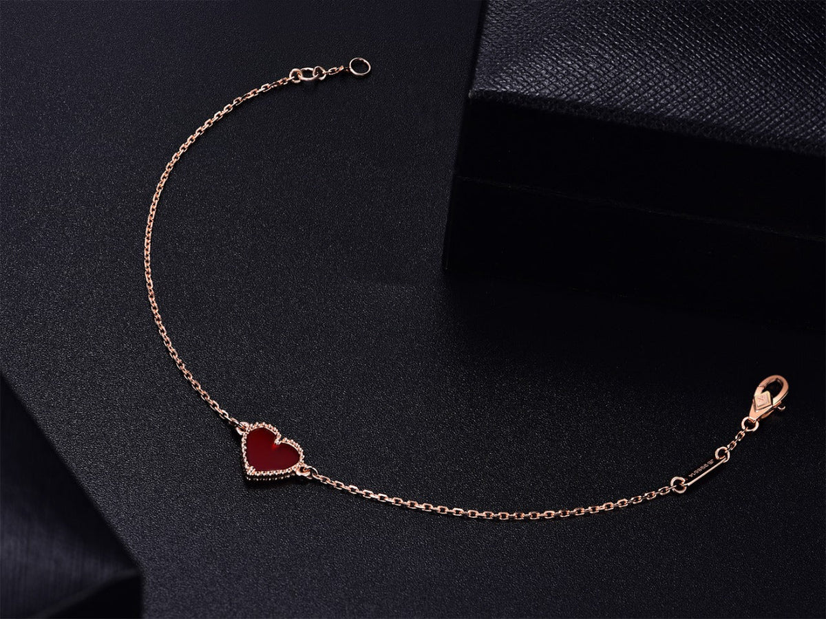 [Leaves]HEART CARNELIAN PINK GOLD BRACELET