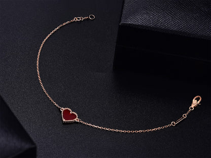 [Leaves]HEART CARNELIAN PINK GOLD BRACELET