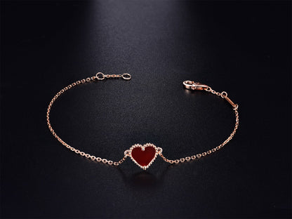 [Leaves]HEART CARNELIAN PINK GOLD BRACELET