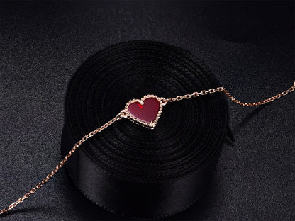 [Leaves]HEART CARNELIAN PINK GOLD BRACELET