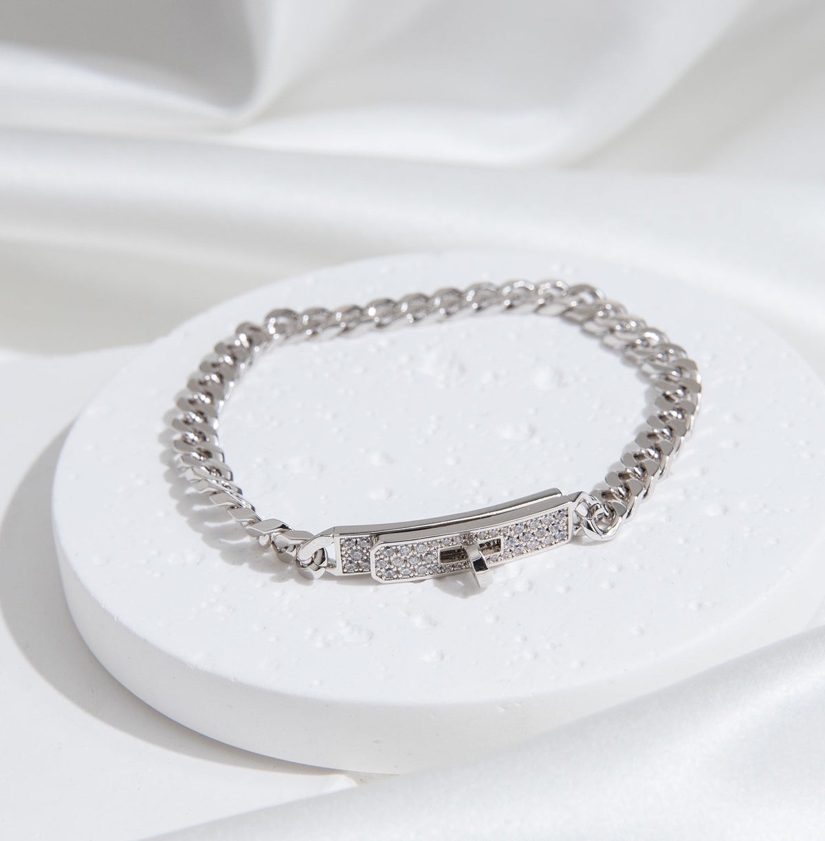[Leaves]KELLY CHAIN SILVER DIAMOND BRACELET