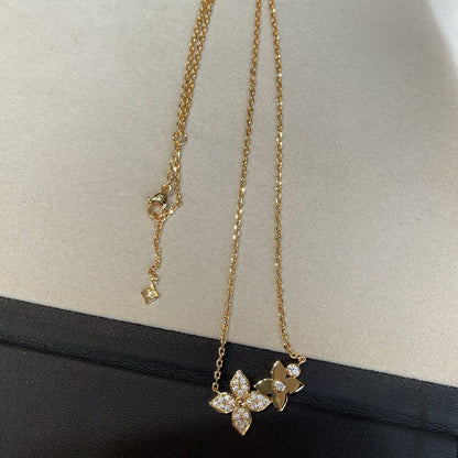 [Leaves]STAR BLOSSOM NECKLACE PINK GOLD DIAMONDS