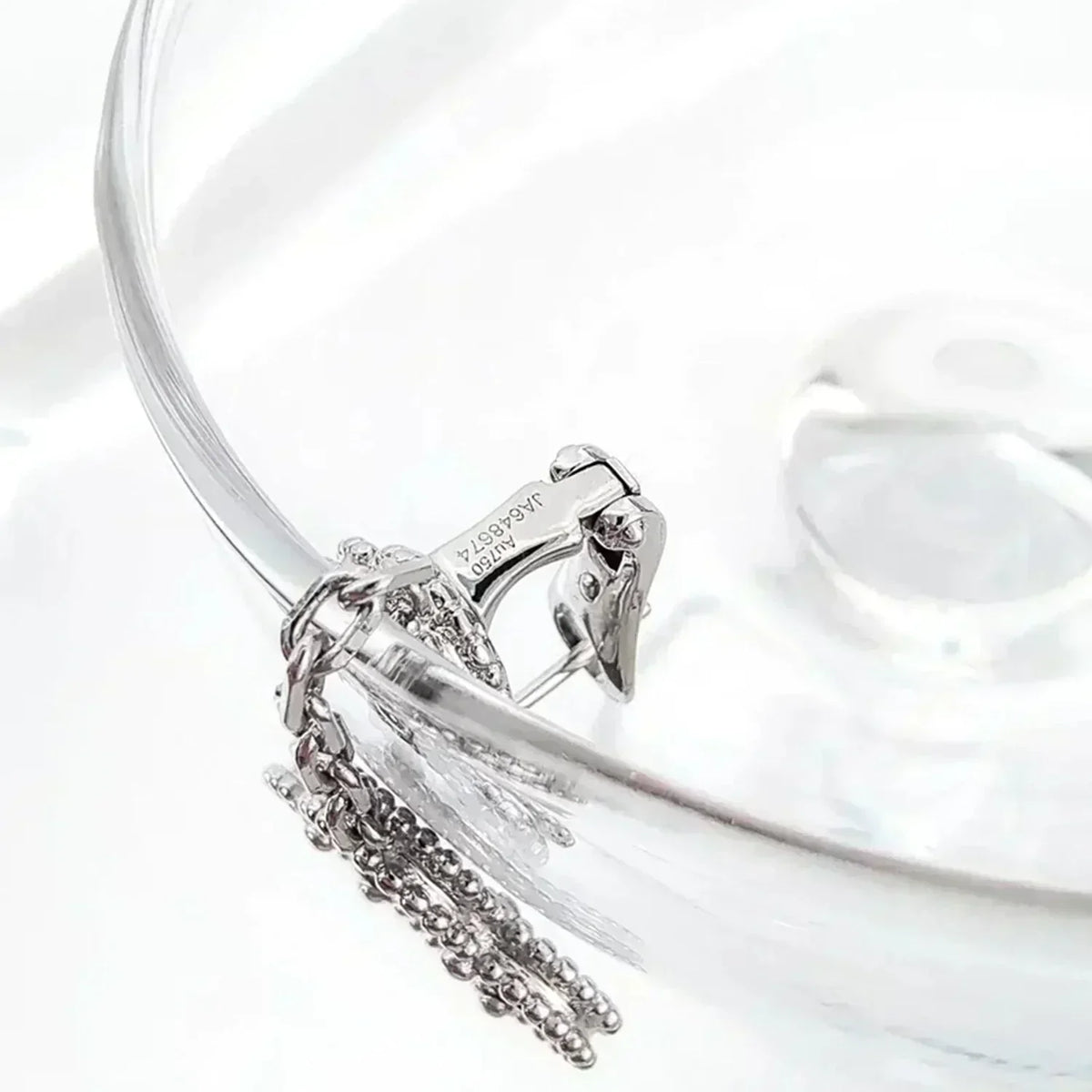 [Leaves]CLOVER 2 MOTIFS  DIAMOND ONYX EARRINGS SILVER