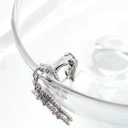 [Leaves]CLOVER 2 MOTIFS  DIAMOND ONYX EARRINGS SILVER