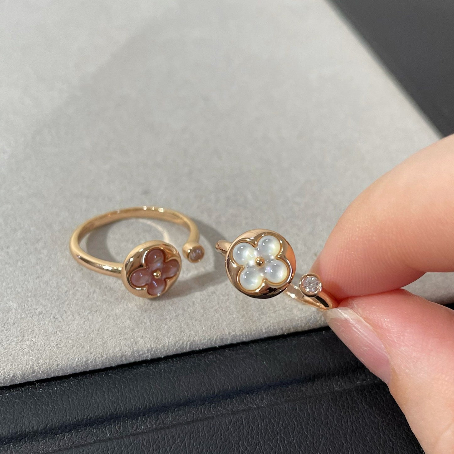 [Leaves]SUN 1 DIAMOND PINK MOP RING