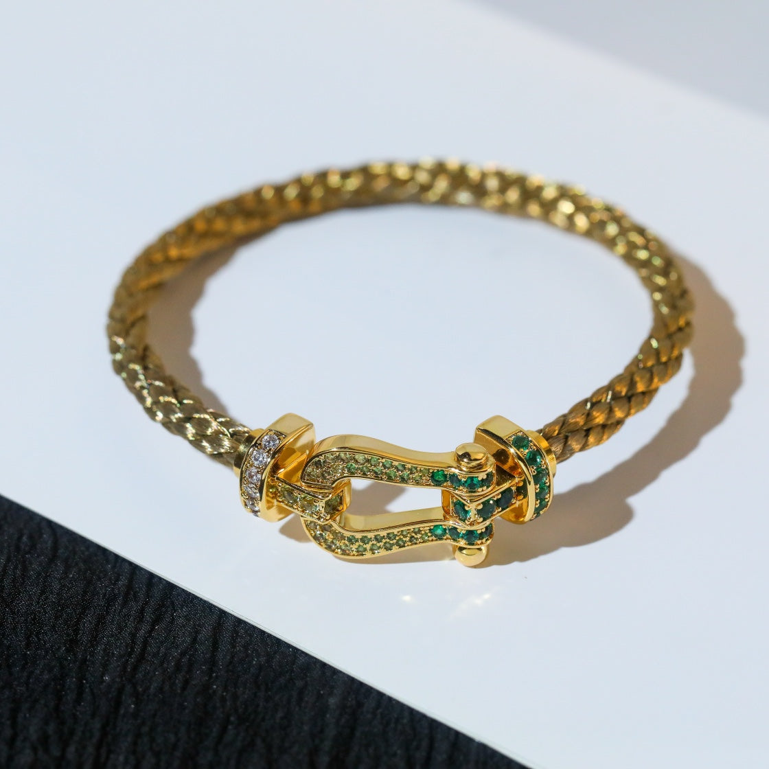 [Leaves]FORCE 10 GOLD GREEN DIAMOND PAVED