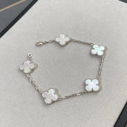 [Leaves]LUCKY CLOVER 5-MOTIF BRACELET - WHITE MOTHER-OF-PEARL COLLECTION