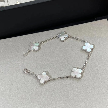 [Leaves]LUCKY CLOVER 5-MOTIF BRACELET - WHITE MOTHER-OF-PEARL COLLECTION