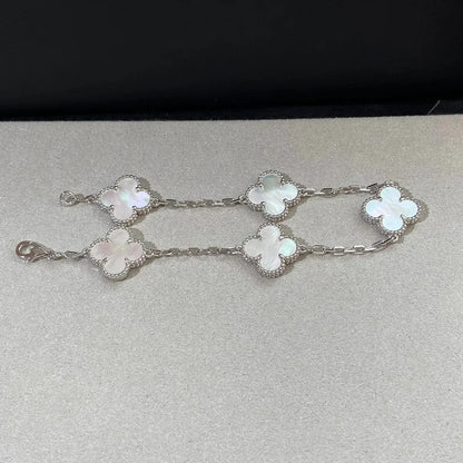 [Leaves]LUCKY CLOVER 5-MOTIF BRACELET - WHITE MOTHER-OF-PEARL COLLECTION