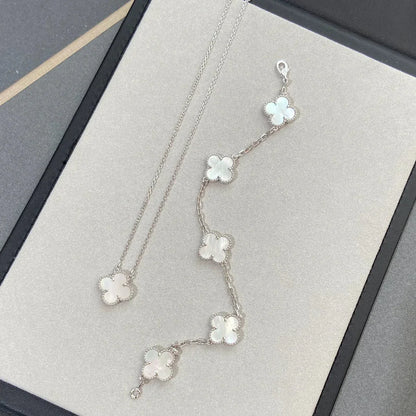[Leaves]LUCKY CLOVER 5-MOTIF BRACELET - WHITE MOTHER-OF-PEARL COLLECTION