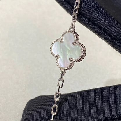 [Leaves]LUCKY CLOVER 5-MOTIF BRACELET - WHITE MOTHER-OF-PEARL COLLECTION