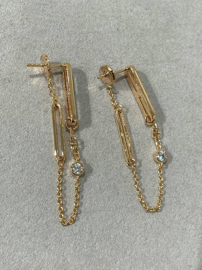 [Leaves]CHAINE CHAOS DIAMOND DROP EARRINGS