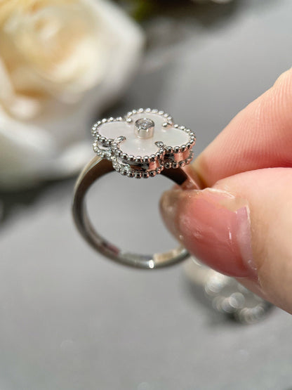 [Leaves]CLOVER SILVER MOP DIAMOND RING