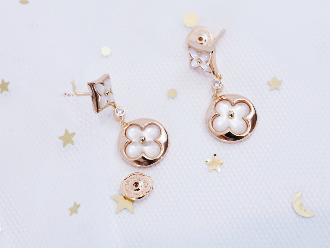 [Leaves]STAR AND SUN ROSE GOLD MOP DROP EARRINGS