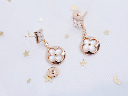 [Leaves]STAR AND SUN ROSE GOLD MOP DROP EARRINGS