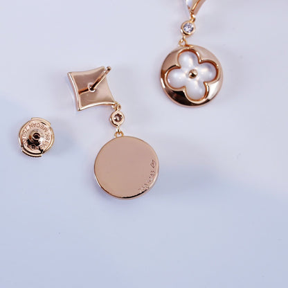 [Leaves]STAR AND SUN ROSE GOLD MOP DROP EARRINGS