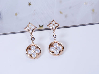 [Leaves]STAR AND SUN ROSE GOLD MOP DROP EARRINGS