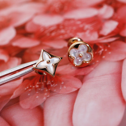 [Leaves]STAR AND SUN ROSE GOLD MOP STUD EARRINGS