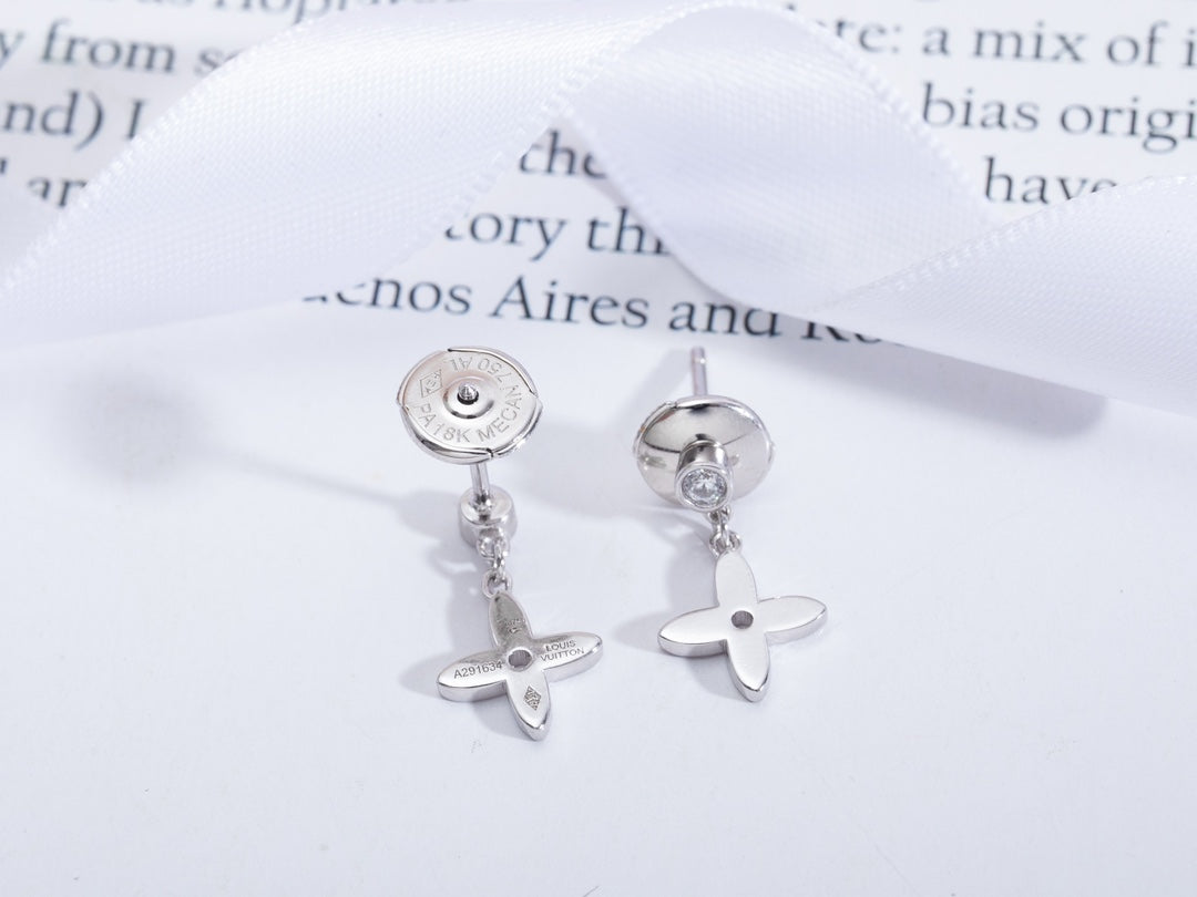[Leaves]VIDYLLE SILVER DIAMOND MINI DROP EARRINGS