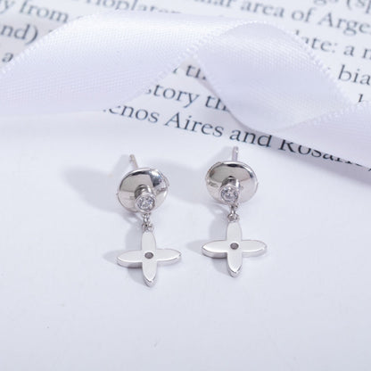 [Leaves]VIDYLLE SILVER DIAMOND MINI DROP EARRINGS