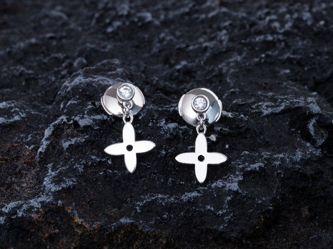 [Leaves]VIDYLLE SILVER DIAMOND MINI DROP EARRINGS