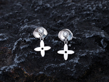 [Leaves]VIDYLLE SILVER DIAMOND MINI DROP EARRINGS