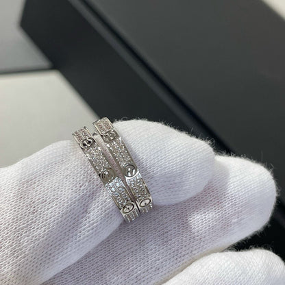 [Leaves]LOVE DIAMOND SILVER HOOP EARRINGS