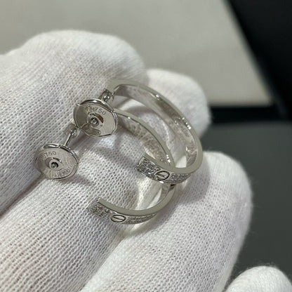 [Leaves]LOVE DIAMOND SILVER HOOP EARRINGS