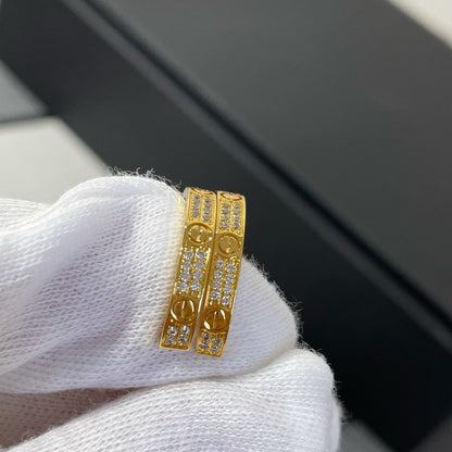 [Leaves]LOVE DIAMOND GOLD HOOP EARRINGS