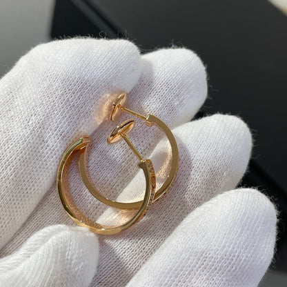 [Leaves]LOVE DIAMOND PINK GOLD HOOP EARRINGS