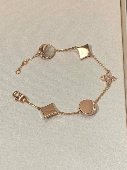 [Leaves]STAR AND SUN 5 MOTIF MOP ROSE GOLD BRACELET