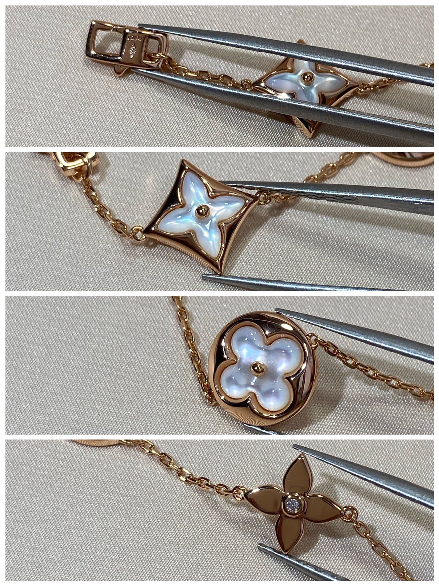 [Leaves]STAR AND SUN 5 MOTIF MOP ROSE GOLD BRACELET