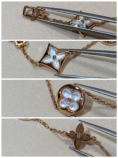 [Leaves]STAR AND SUN 5 MOTIF MOP ROSE GOLD BRACELET